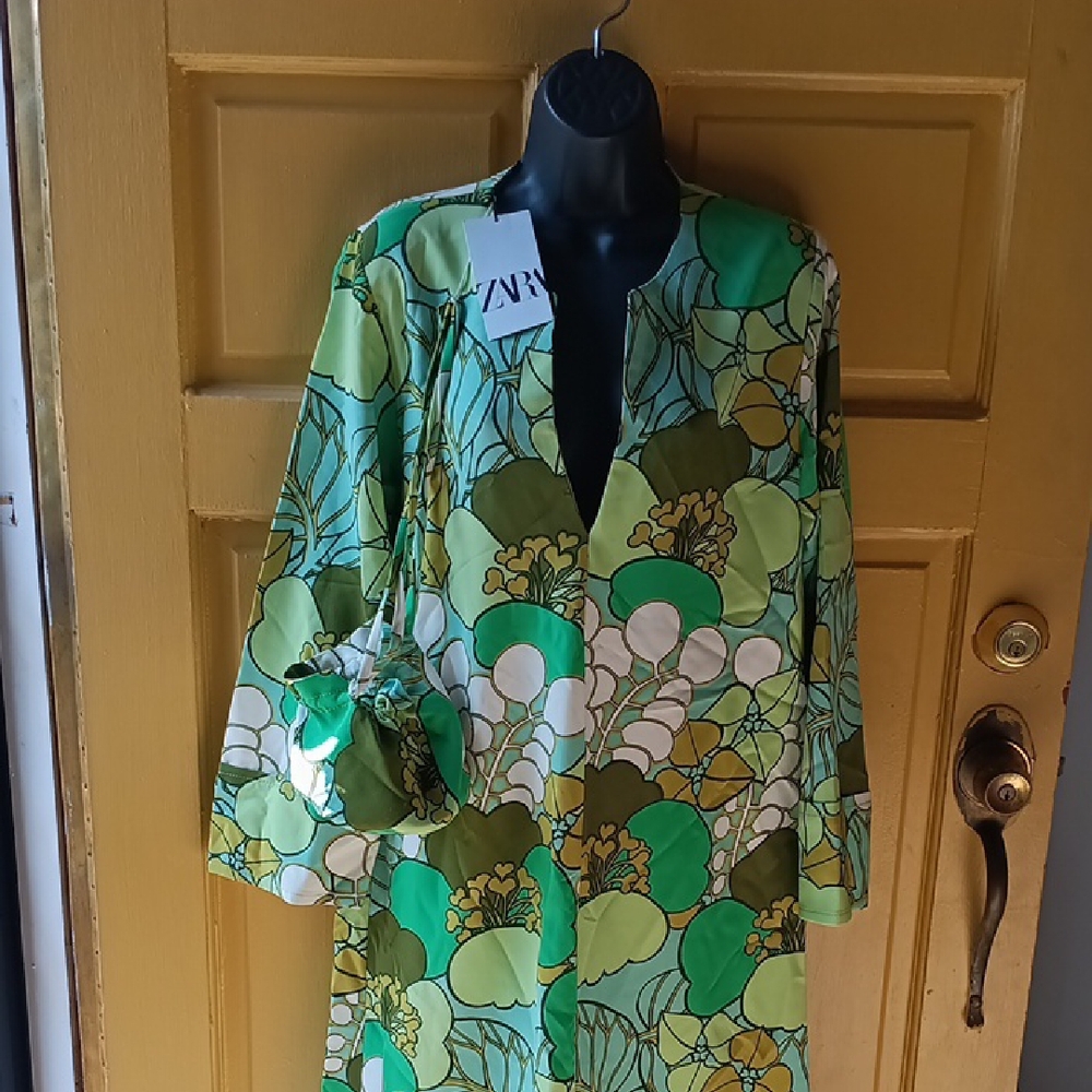 Zara Multicolor Leaf Print Dress